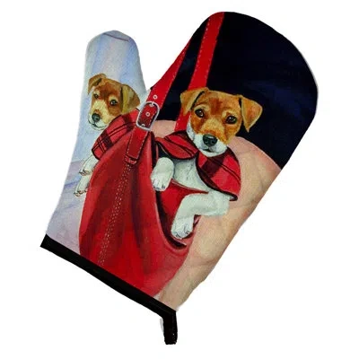 Caroline's Treasures Jack Russell Oven Mitt In Black;red