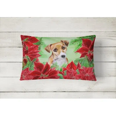 Caroline's Treasures Jack Russell Terrier #2 Poinsettias Indoor/outdoor Throw Pillow