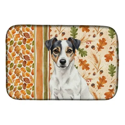 Caroline's Treasures Jack Russell Terrier Heirloom Fall Dish Drying Mat In Natural