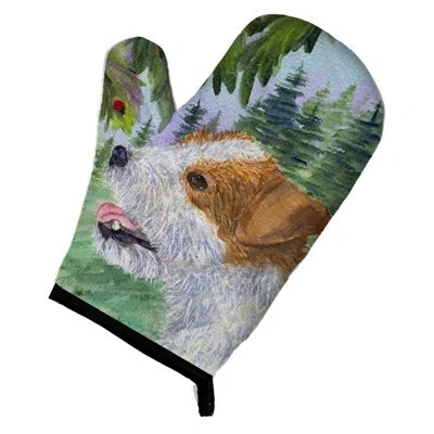 Caroline's Treasures Jack Russell Terrier Oven Mitt In Green;gray