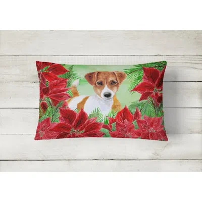 Caroline's Treasures Jack Russell Terrier Poinsettias Indoor/outdoor Throw Pillow
