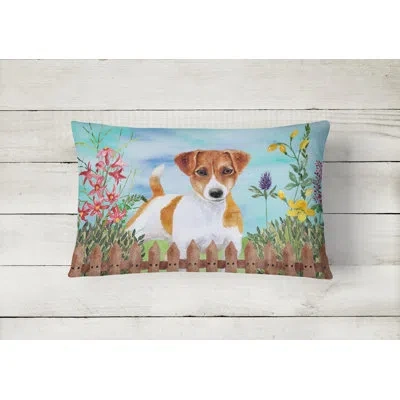 Caroline's Treasures Jack Russell Terrier Spring Indoor/outdoor Throw Pillow