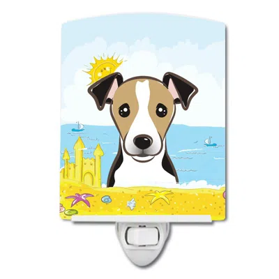 Caroline's Treasures Jack Russell Terrier Summer Beach Ceramic Night Light In White