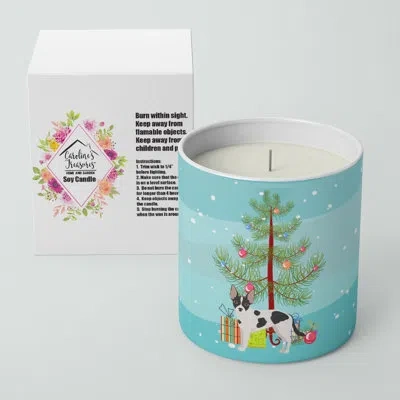 Caroline's Treasures Jackhuahua Christmas Tree 10 oz Decorative Soy Candle In Blue;green;white