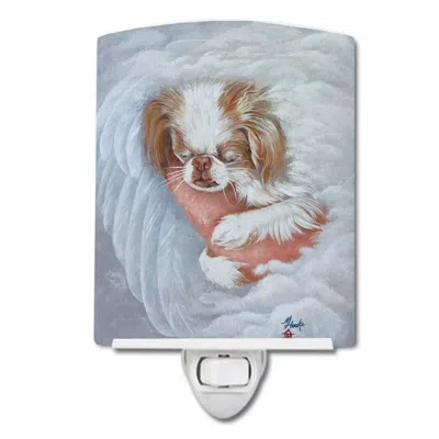 Caroline's Treasures Japanese Chin In An Angels Arms Ceramic Night Light In Blue