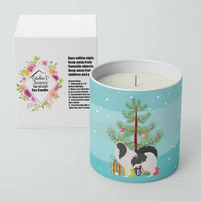 Caroline's Treasures Japanese Chin Merry Christmas Tree 10 oz Decorative Soy Candle In Brown;blue;green