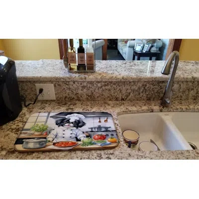 Caroline's Treasures Japanese Chin The Chef Dish Drying Mat In Natural