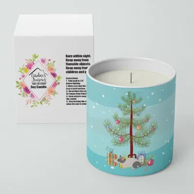 Caroline's Treasures Japanese Mouse Merry Christmas 10 oz Decorative Soy Candle In Blue;green