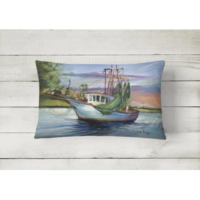 Caroline's Treasures Jeannie Shrimp Coastal Boat Indoor/outdoor Throw Pillow