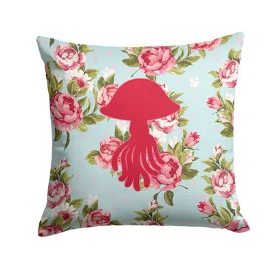 Caroline's Treasures Jellyfish Shabby Elegance Blue Roses Indoor/outdoor Throw Pillow