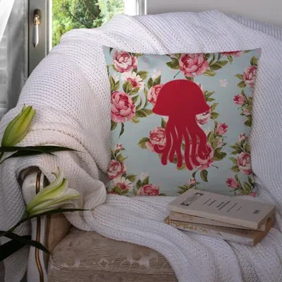 Caroline's Treasures Jellyfish Shabby Elegance Blue Roses Indoor/outdoor Throw Pillow