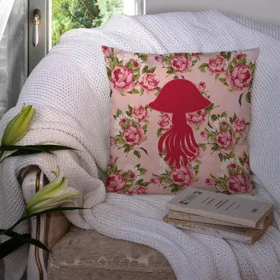 Caroline's Treasures Jellyfish Shabby Elegance Pink Roses Floral 14" Throw Pillow