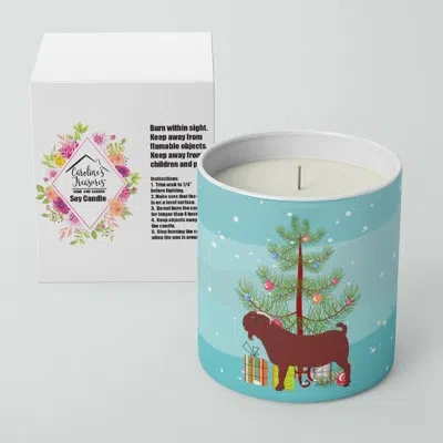 Caroline's Treasures Kalahari Red Goat Christmas 10 oz Decorative Soy Candle In Blue