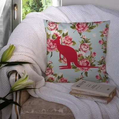 Caroline's Treasures Kangaroo Shabby Elegance Blue Roses Indoor/outdoor Throw Pillow