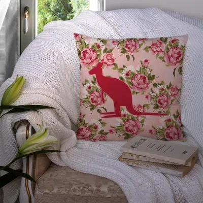Caroline's Treasures Kangaroo Shabby Elegance Pink Roses Floral 14" Throw Pillow