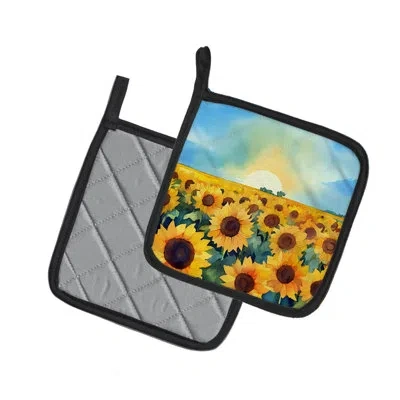 Caroline's Treasures Kansas Sunflowers In Watercolor Pair Of Pot Holders In Multicolor