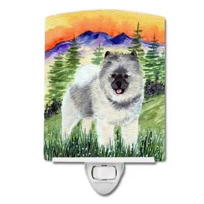 Caroline's Treasures Keeshond Ceramic Night Light In Green