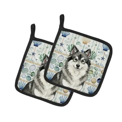 Caroline's Treasures Keeshond Coastal Sea Glass Pair Of Pot Holders In Multicolor