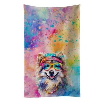 Caroline's Treasures Keeshond Hippie Dawg Kitchen Towel In Multicolor