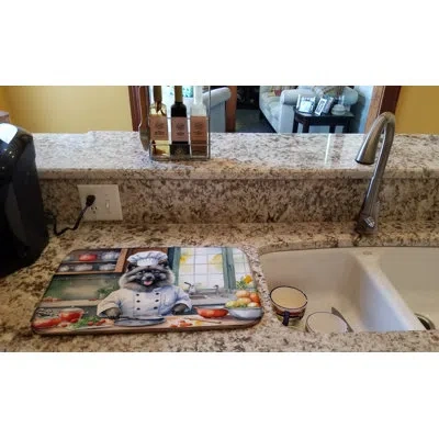 Caroline's Treasures Keeshond The Chef Dish Drying Mat In Natural