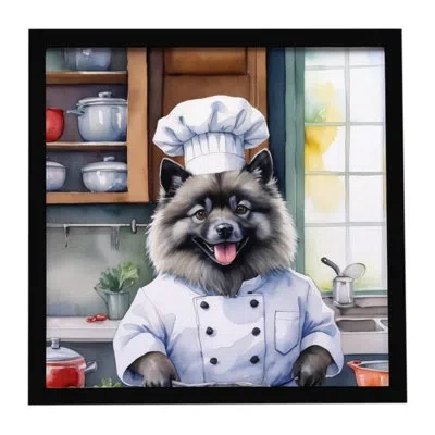 Caroline's Treasures Keeshond The Chef Framed Metal Print In Multi