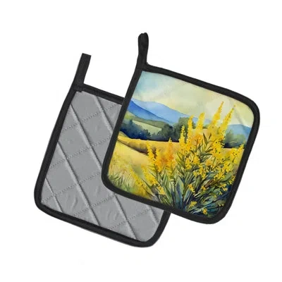 Caroline's Treasures Kentucky Goldenrod In Watercolor Pair Of Pot Holders In Multicolor