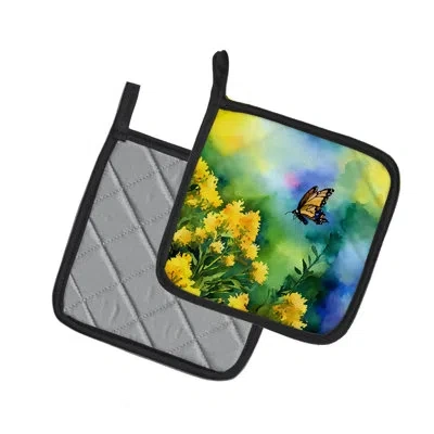 Caroline's Treasures Kentucky Goldenrod In Watercolor Pair Of Pot Holders In Multi