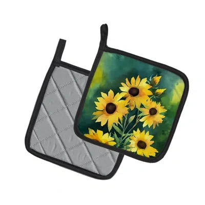 Caroline's Treasures Kentucky Goldenrod In Watercolor Pair Of Pot Holders In Multicolor