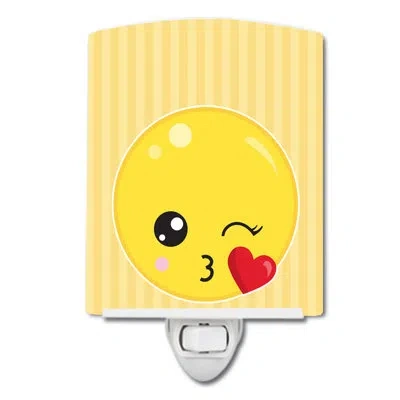 Caroline's Treasures Kissy Face Ceramic Night Light In Yellow