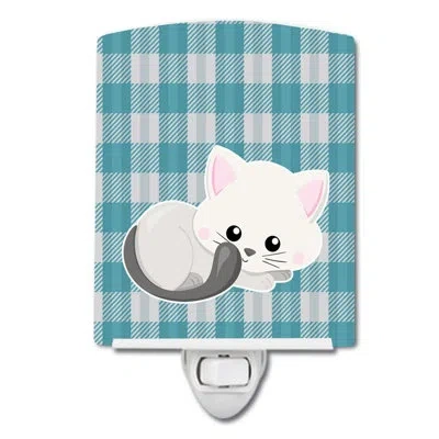 Caroline's Treasures Kitten Ceramic Night Light In Teal