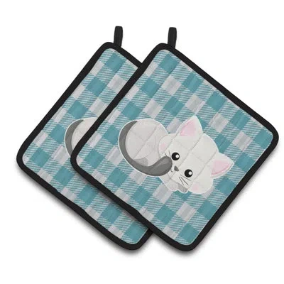 Caroline's Treasures Kitten Potholder In Blue;black