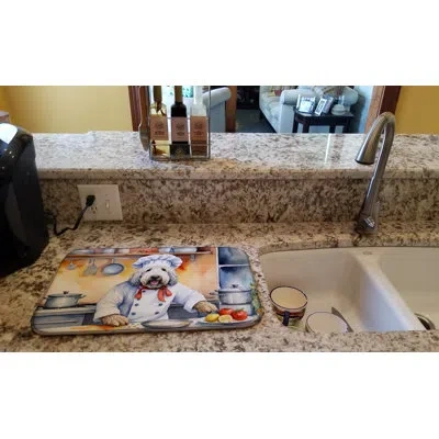 Caroline's Treasures Komondor The Chef Dish Drying Mat In Natural