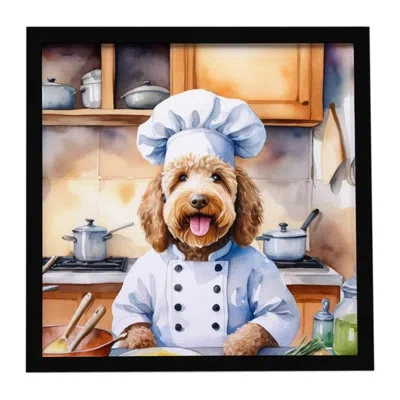 Caroline's Treasures Labradoodle The Chef Framed Metal Print In Multi