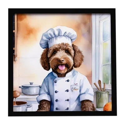 Caroline's Treasures Labradoodle The Chef Framed Metal Print In Multi