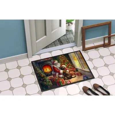 Caroline's Treasures Labrador Retriever And Santa Claus Doormat In Multicolor