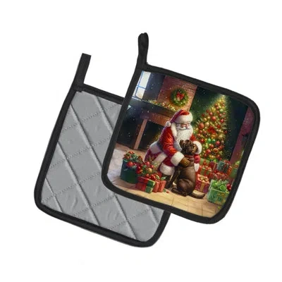Caroline's Treasures Labrador Retriever And Santa Claus Pair Of Pot Holders In Multicolor