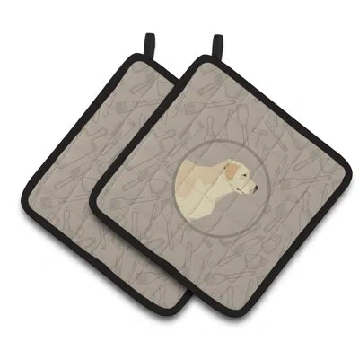 Caroline's Treasures Labrador Retriever In The Kitchen Potholder In Gray