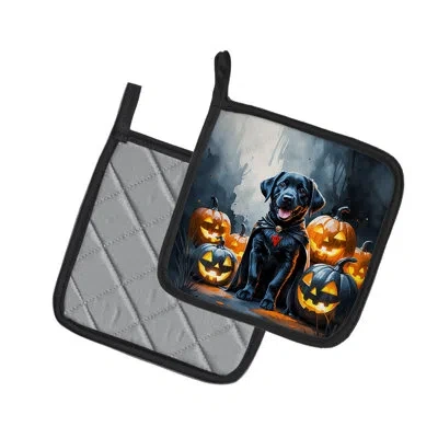 Caroline's Treasures Labrador Retriever Puppy Halloween Pair Of Pot Holders In Multi