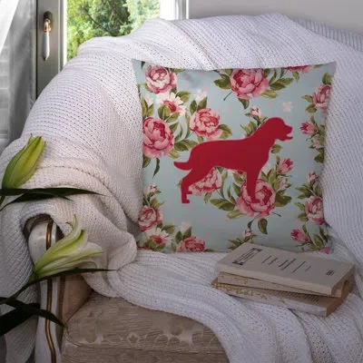 Caroline's Treasures Labrador Shabby Elegance Blue Roses Indoor/outdoor Throw Pillow