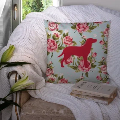 Caroline's Treasures Labrador Shabby Elegance Blue Roses Indoor/outdoor Throw Pillow
