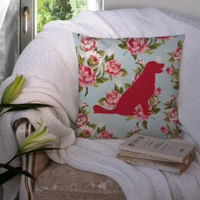 Caroline's Treasures Labrador Shabby Elegance Blue Roses Indoor/outdoor Throw Pillow