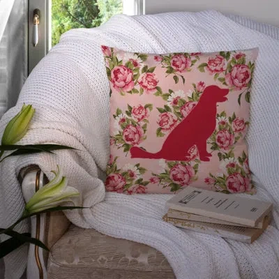 Caroline's Treasures Labrador Shabby Elegance Pink Roses Floral 14" Throw Pillow