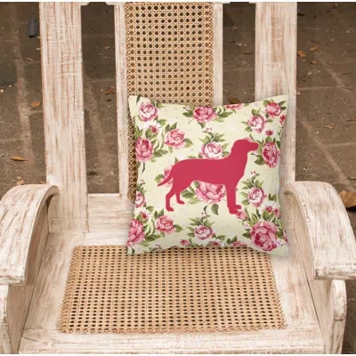 Caroline's Treasures Labrador Shabby Elegance Yellow Roses Floral 14" Throw Pillow In Light Yellow