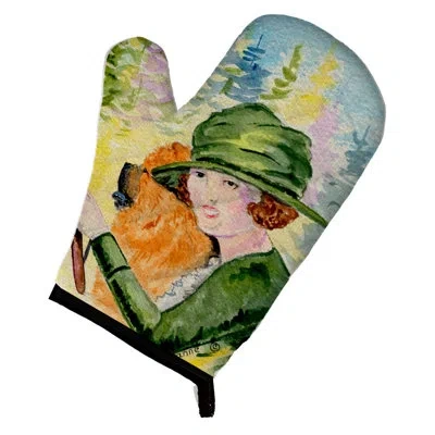Caroline's Treasures Lady Driving With Her Chow Chow Oven Mitt In Green