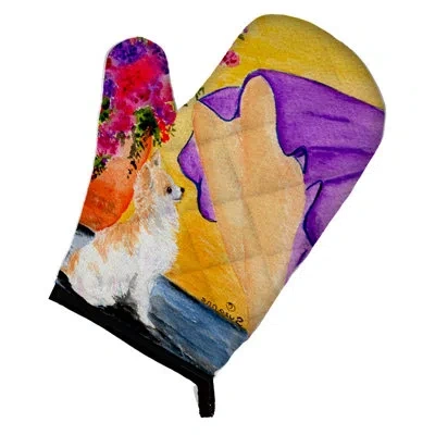 Caroline's Treasures Lady With Her Chihuahua Oven Mitt In Orange;purple