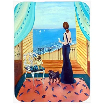 Caroline's Treasures Lady With Her Pug Glass Cutting Board