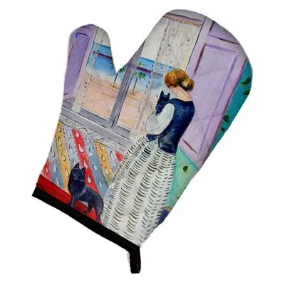 Caroline's Treasures Lady With Her Schipperke Oven Mitt In Blue;gray;purple