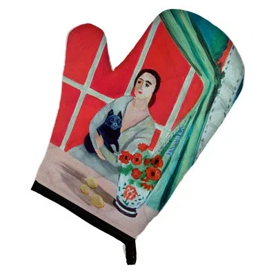 Caroline's Treasures Lady With Her Schipperke Oven Mitt In Green;red