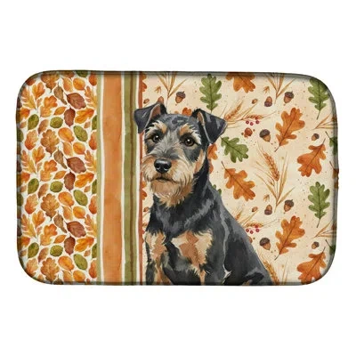 Caroline's Treasures Lakeland Terrier Heirloom Fall Dish Drying Mat In Natural