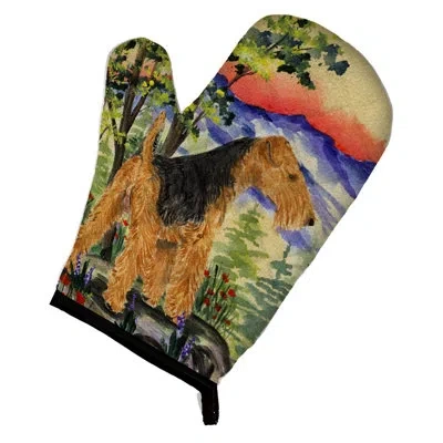 Caroline's Treasures Lakeland Terrier Oven Mitt In Brown;green